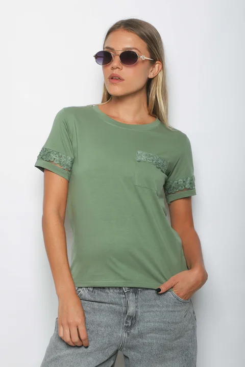 Remera RAVI c/Bolsillos puntilla GUJ5232