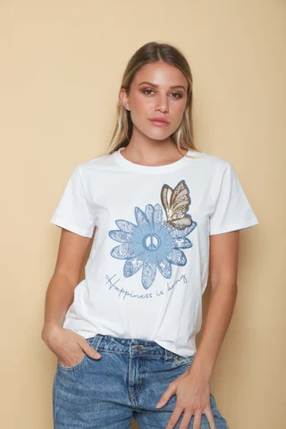 Remera HAPPINESS Bordada GU5093 - Vista 3