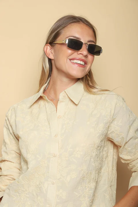 Camisa FINI FLOREADA con Hojas Bordadas GUK70227