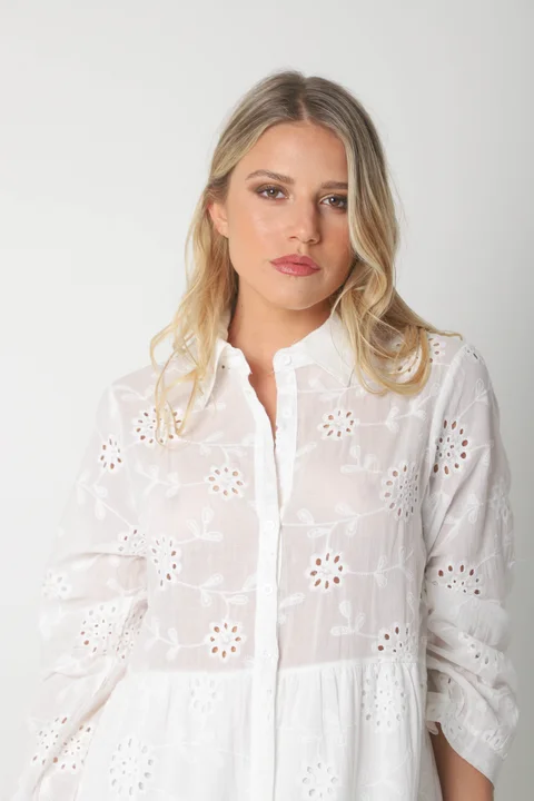 Vestido Camisero SIMONA Broderie Bordado GU4667