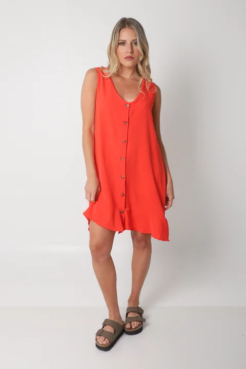 Vestido Gales Abotanado Creppe