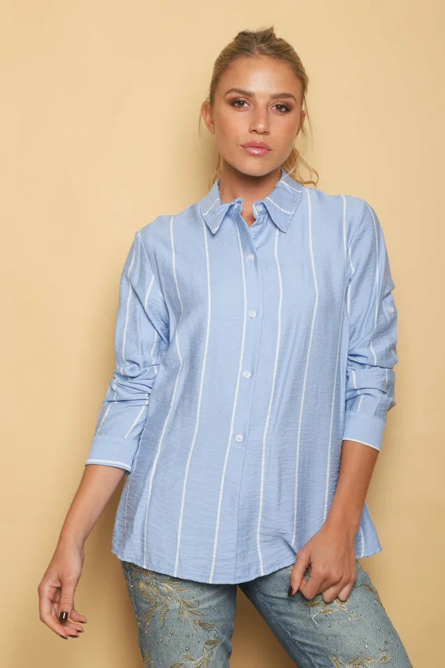 Camisa Freda Crepe Raya Intercalada