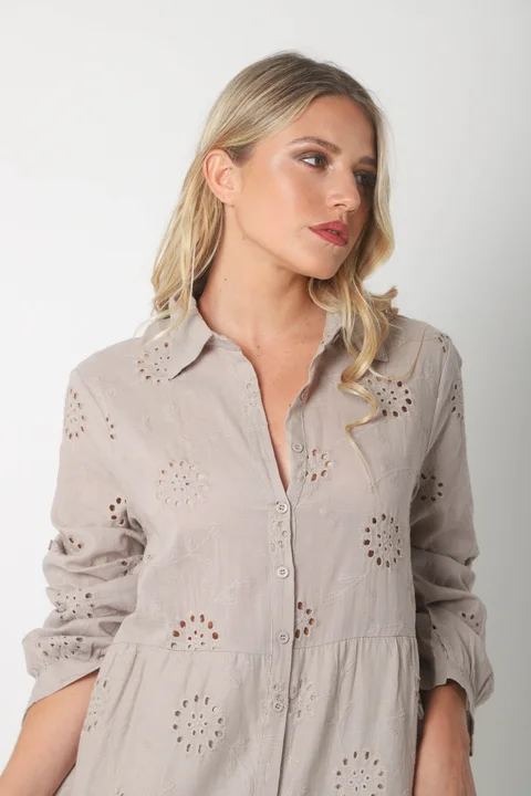 Vestido Camisero SIMONA Broderie Bordado GU4667