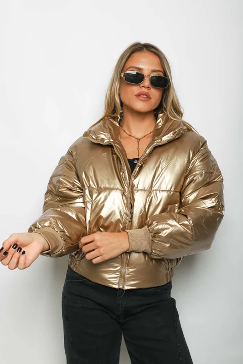 Campera Puffer Silver  Metalizada Velvet GUK2039