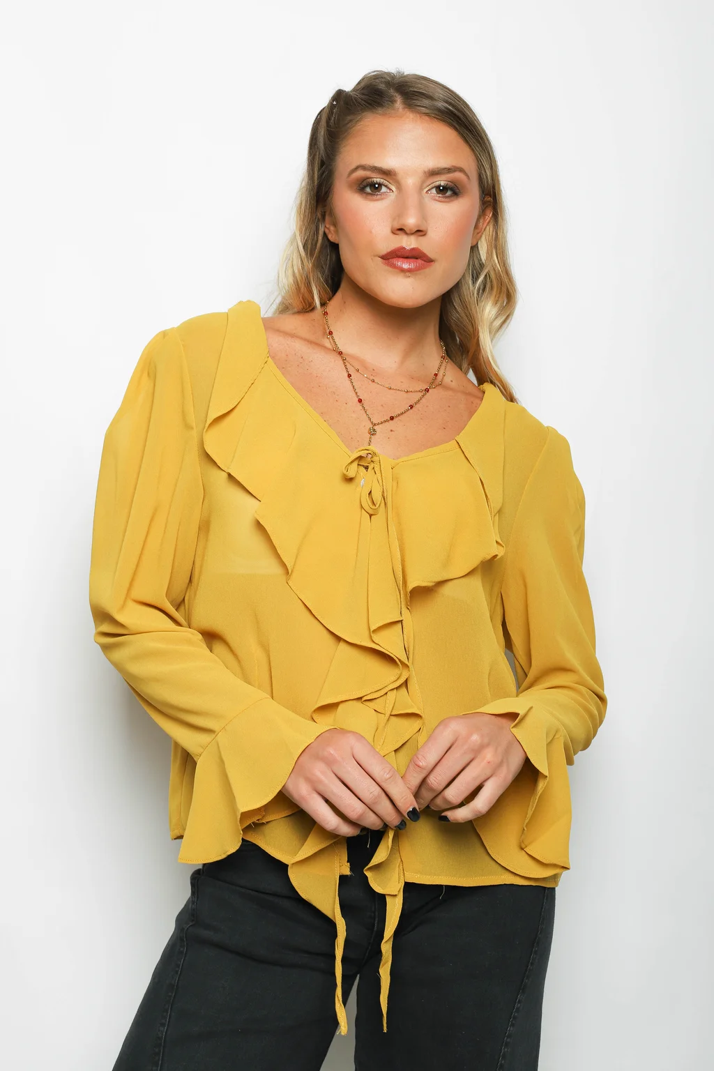 Blusa TITA Gasa c/Volados GUV60
