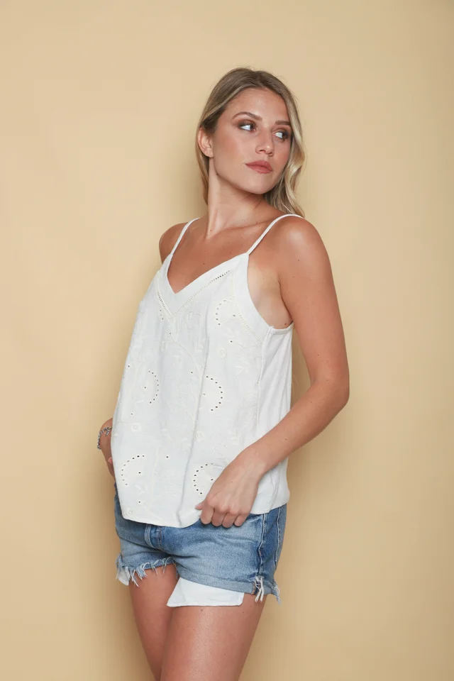Musculosa KASSIRA de Lino Bordada GU0549