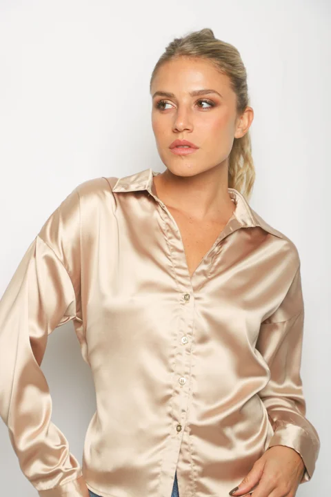 Camisa ZELENI Saten c/ Tiras para atar Atras GUK70282