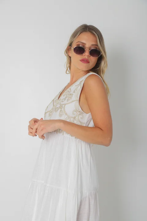 Vestido SOFIA de Lino c/Bordado GU250112