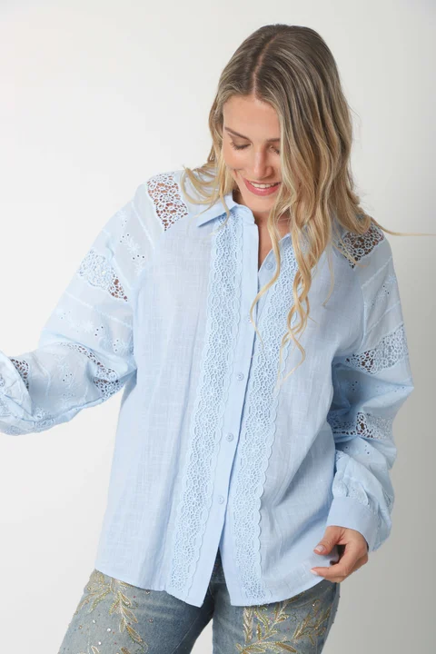 Camisa LAFINUR Lino y Broderie GUL70183