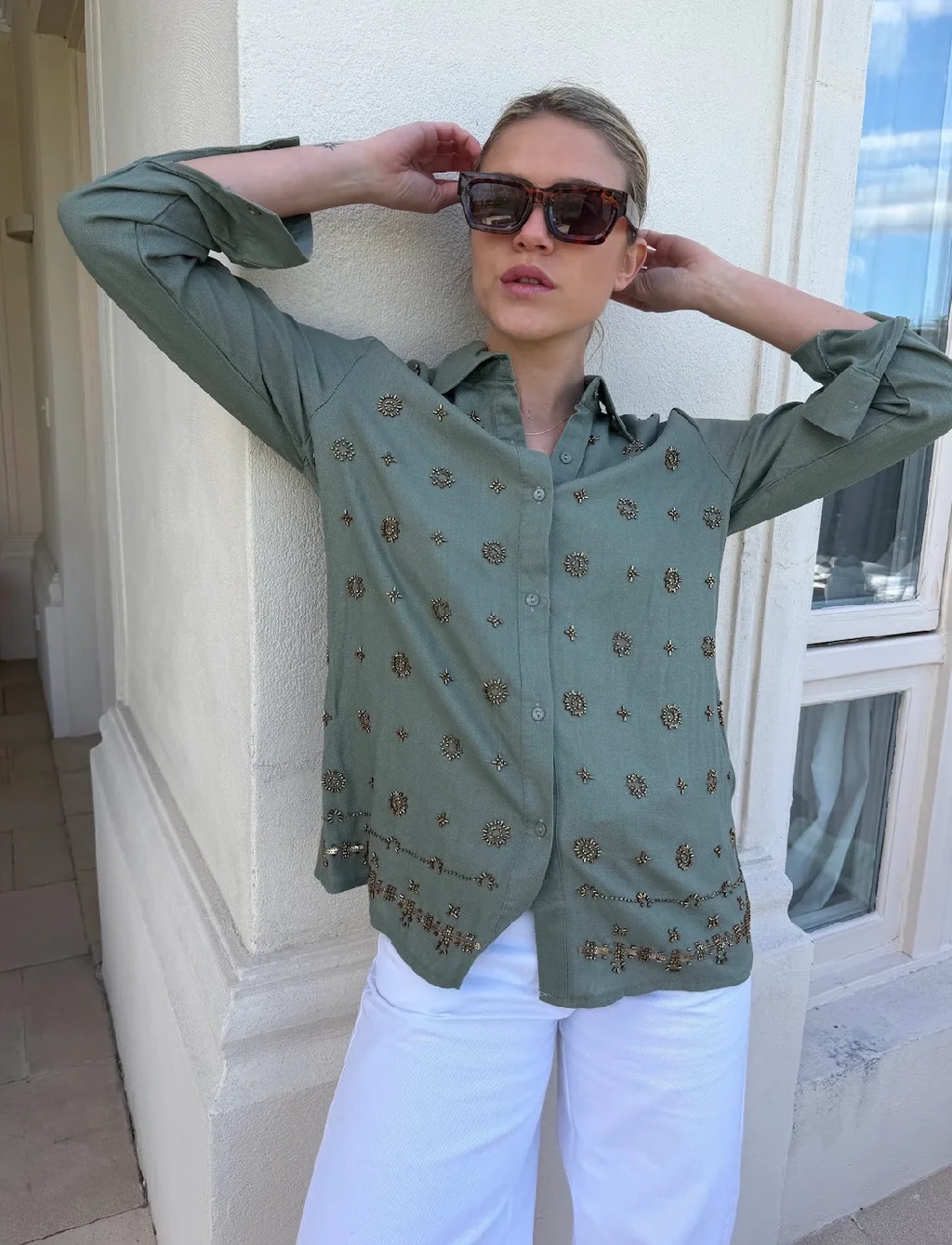 Camisa PUIGARI Lino Bordada GU70238