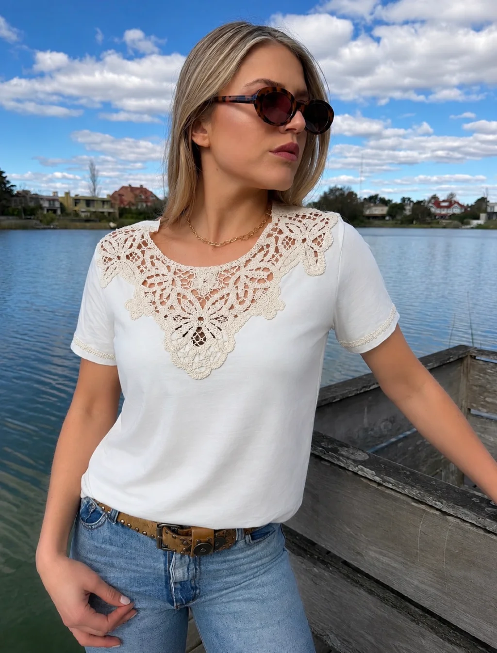 Remera KARNER Cuello Crochet GU6263