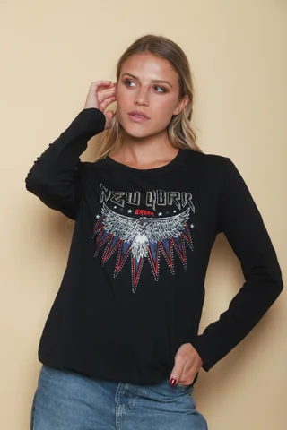 Remera NEW YORK c/strass GUK70035 - Vista 1