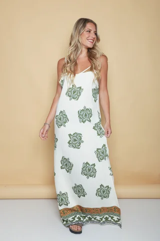 Vestido FIRENZE Lino estampado GUK70142-4 - Vista 4