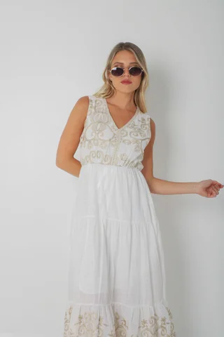 Vestido SOFIA de Lino c/Bordado GU250112 - Vista 6