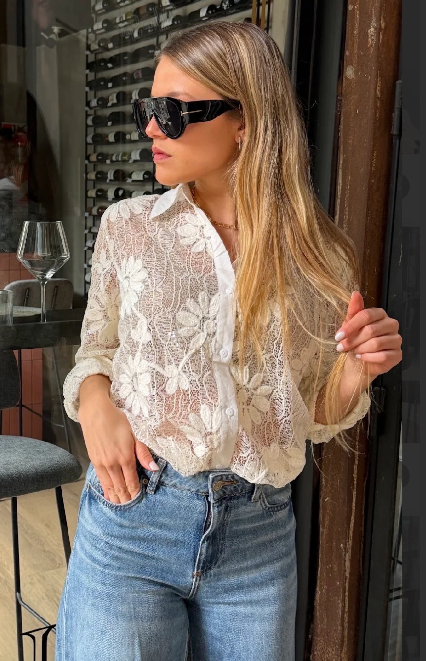Camisa DARLIN Con Encaje y Bordado GUK70283