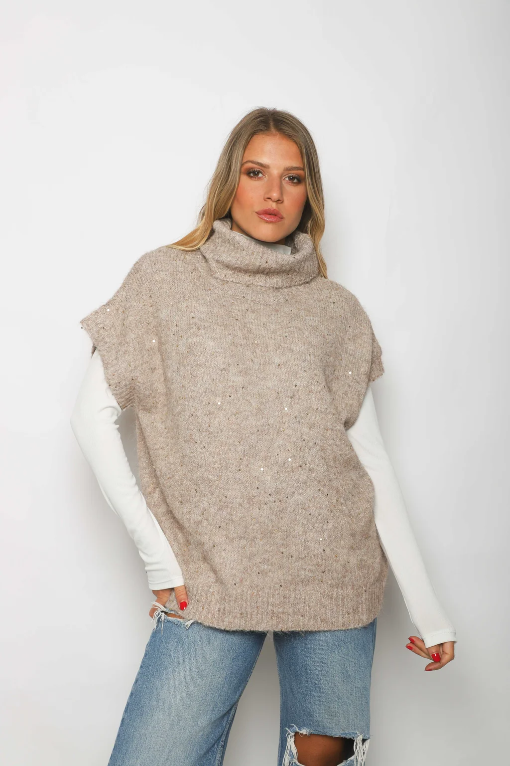 Polera MOMMA Manga Corta con Lentejuelas GU67601