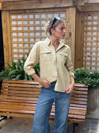  Camisa WANSEL Gabardina Bordada GU70284 - Vista 4