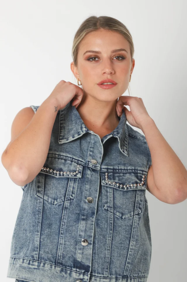 Chaleco Jean LIBI c/ Tachas GUK70102