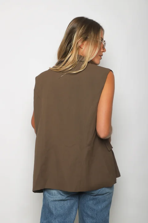 Chaleco LARGO ZEK Sastrero Forrado con Boton Brillo GUP33022