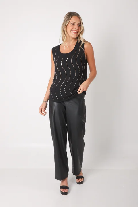 Musculosa AMALFI de gasa c/piedras GUK70126