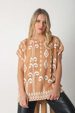 Blusa Lino Amplia Chenay Rombo c/ Strass  GU6130N - Vista 2