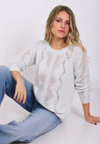Sweater VALENTINA Tejido con Piedras GUL664 - Vista 3