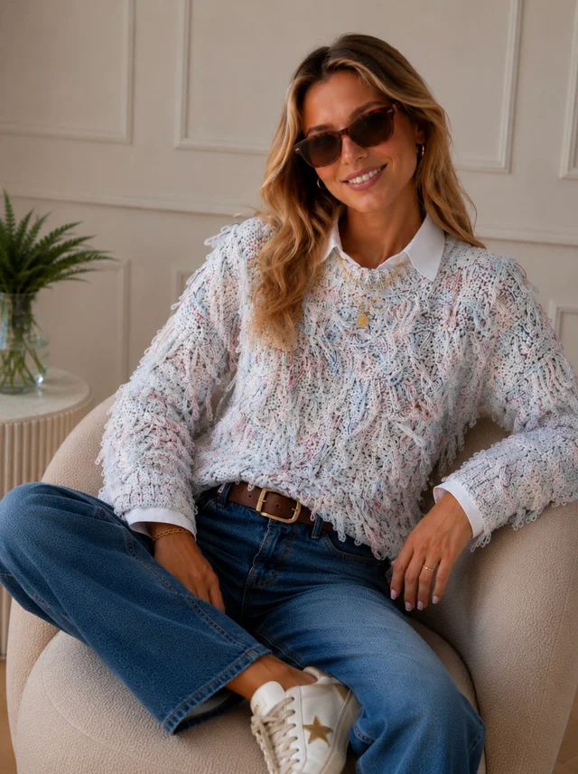 Sweater MALIBU Tejido Grueso c/ Flecos GUL74222