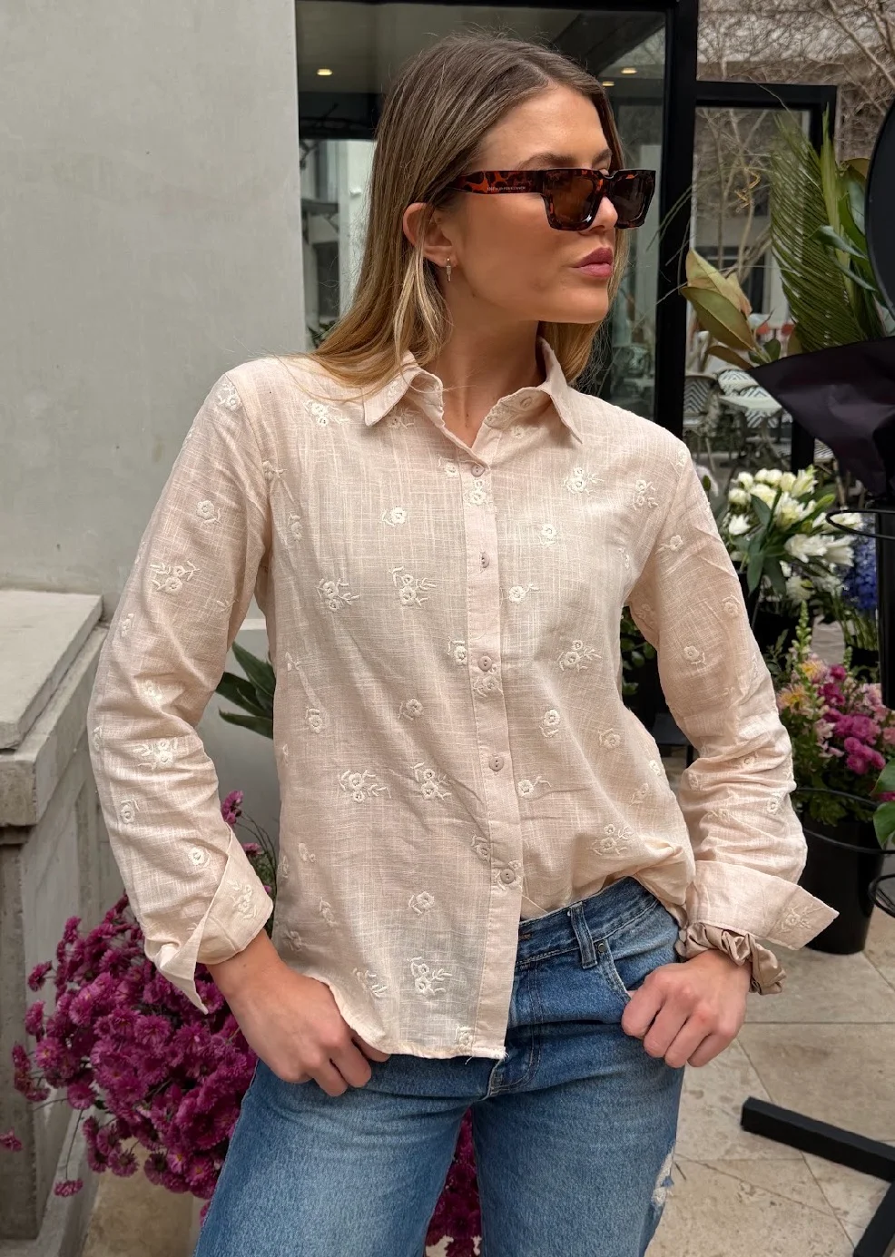 Camisa ROSMARY Lino Bordada GU70242