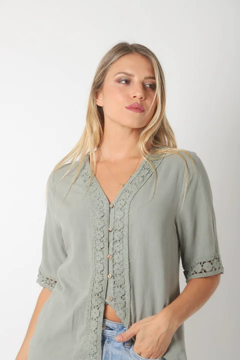 Blusa CARTER Lino c Guarda Crochet GU0528