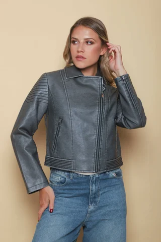 Campera Cartney Grey Cruzada Eco Cuero GU78304 - Vista 5