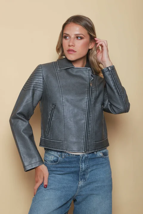 Campera Cartney Grey Cruzada Eco Cuero GU78304