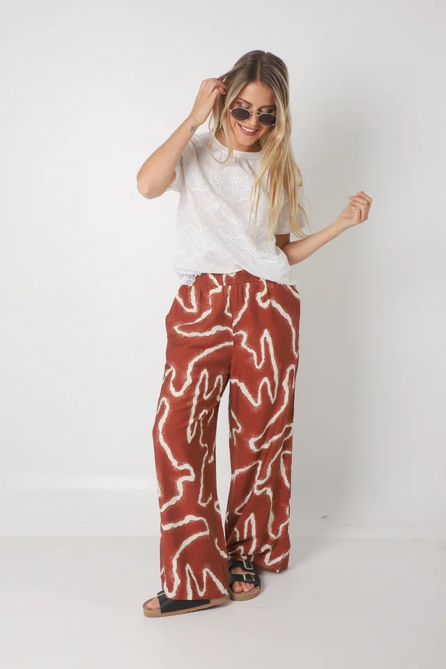 Palazzo CAMBODIA de Lino estampado c/ Bolsillo GUK70151-1