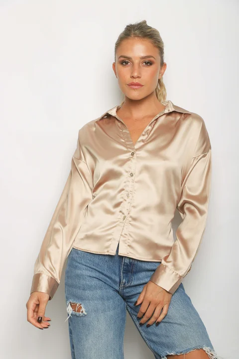 Camisa ZELENI Saten c/ Tiras para atar Atras GUK70282