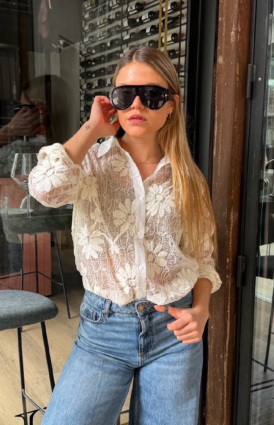 Camisa DARLIN Con Encaje y Bordado GUK70283
