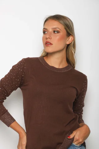 Sweater LUXURY Lurex con Strass GUL624 - Vista 4