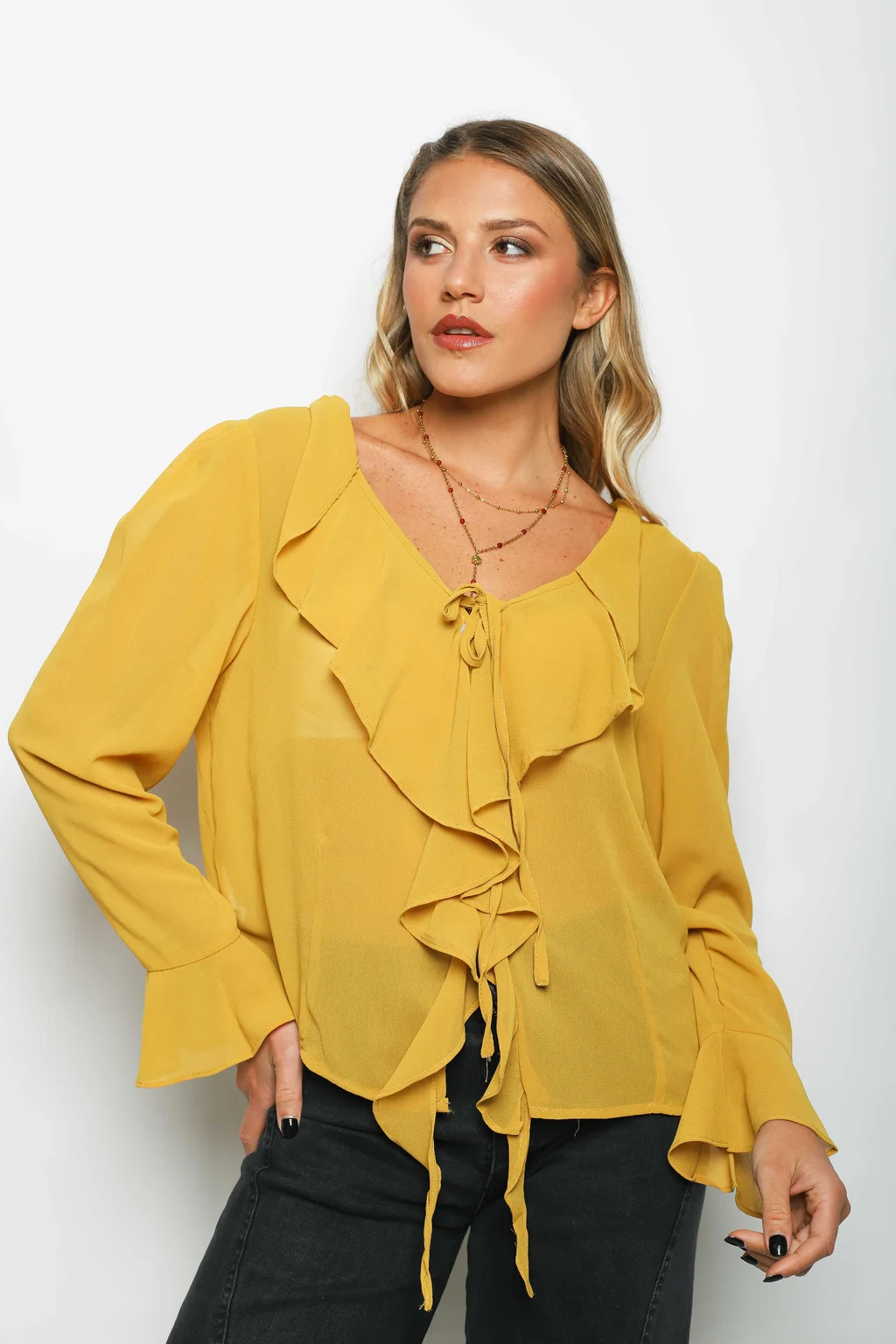 Blusa TITA Gasa c/Volados GUV60