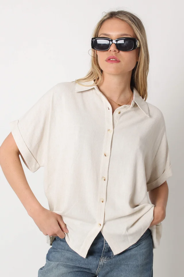 Camisa CANNES Lino Oversize Manga Corta GUC48