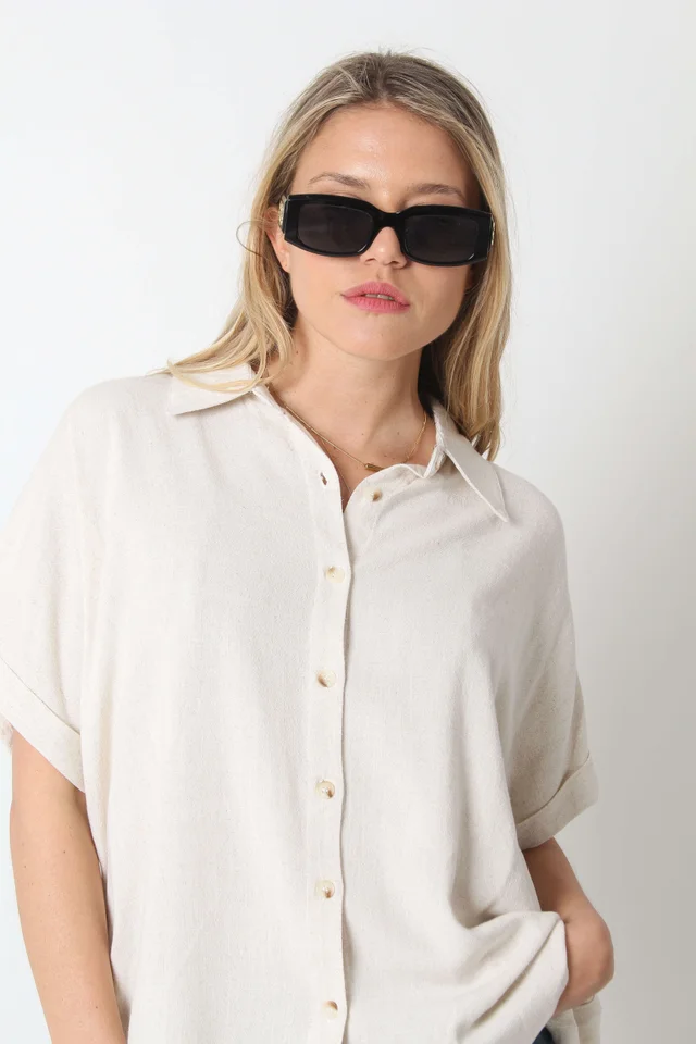 Camisa CANNES Lino Oversize Manga Corta GUC48