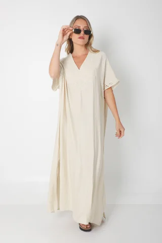 Vestido Tunica PARU de Lino Bordado GU2527 - Vista 3