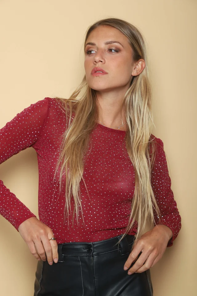 Remera LADY tull  c/strass GU32676