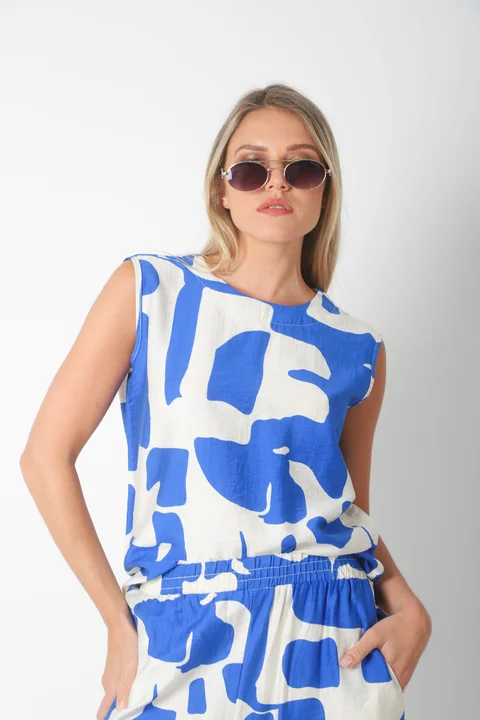 Conjunto CARMESI LINO estampado GUK70150-1/GUK70150