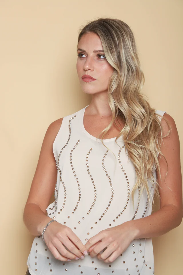 Musculosa AMALFI de gasa c/piedras GUK70126