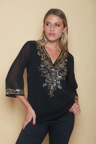 Camisola Buzios Gasa Lentejuelas GU4018 - Vista 5