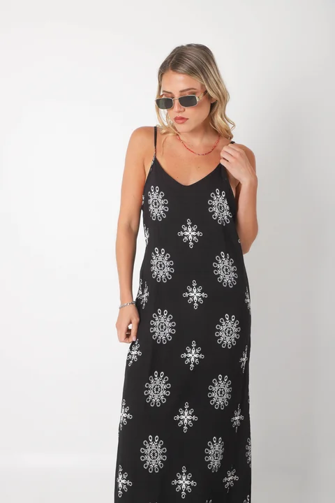 Vestido ASTURIAS de lino estampado GUK70142-8