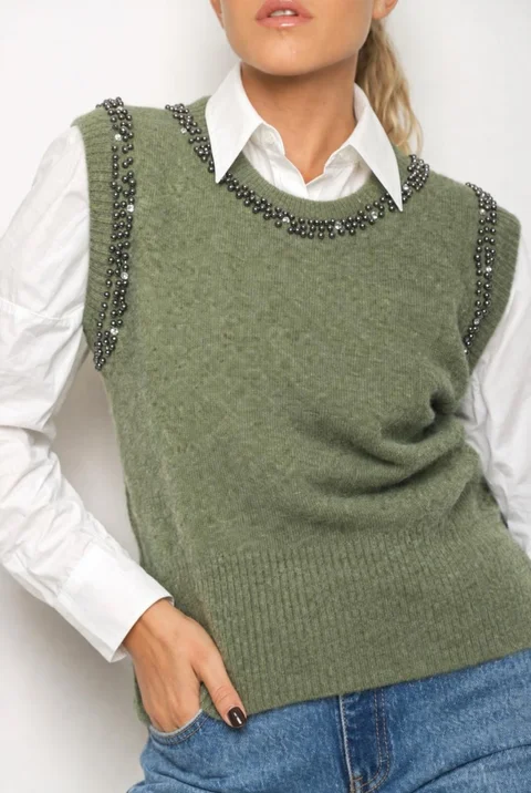 Chaleco ZELAND Lana c/ Apliques