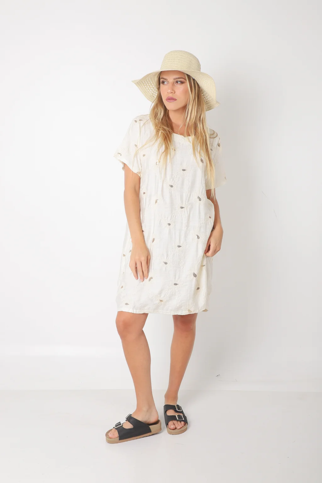  Vestido LOIRA lino c/bordado GUCH3013-1