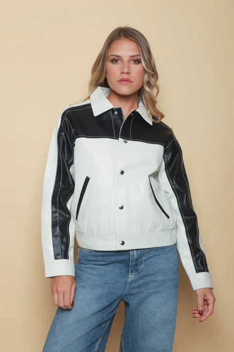 Campera California White Ecocuero Combinada GUK2042