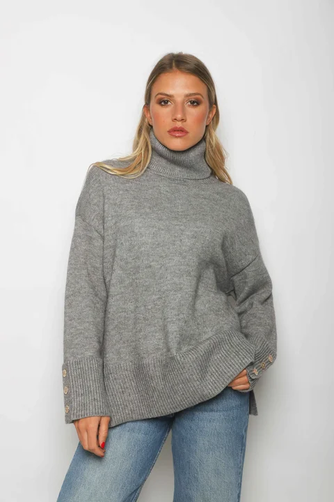 Poleron DANUBIO tejido grueso con Botones GUL836