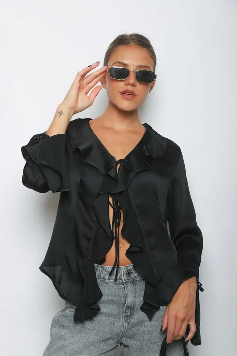 Blusa WENDY SATEN C/Volados GU0343