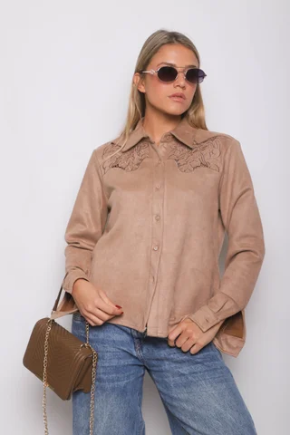 Camisa KARLSON Gamuza Con Calado GU70254 - Vista 6